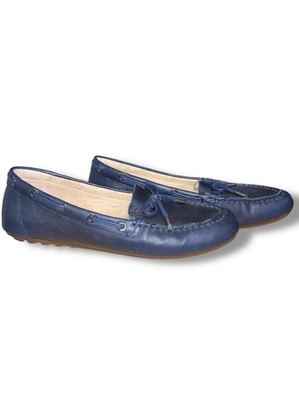 Vionic Virginia Navy Leather Driving Moccasin Loafers Slip On Size 9.5